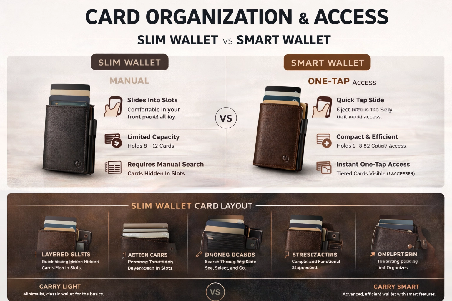 Card organization and access comparison between a slim wallet and a smart wallet