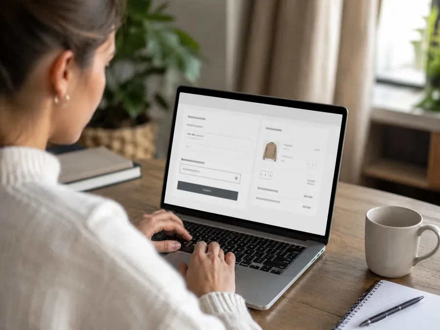 A shopper testing a coupon code at checkout on a laptop before placing an online order.